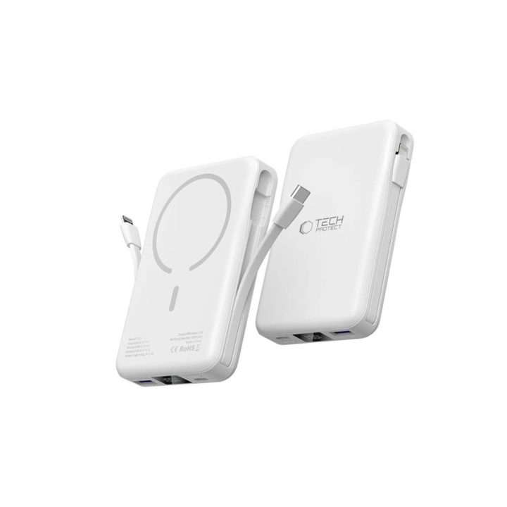 Powerbank“ su MagSafe“ 10000 mAh 15 W USB C / Lightning“ laidais - balta