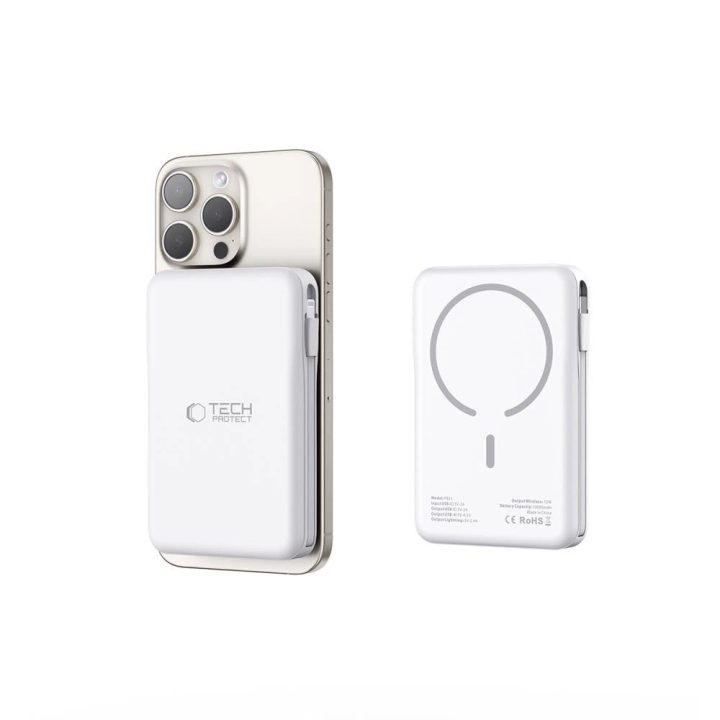 Powerbank“ su MagSafe“ 10000 mAh 15 W USB C / Lightning“ laidais - balta