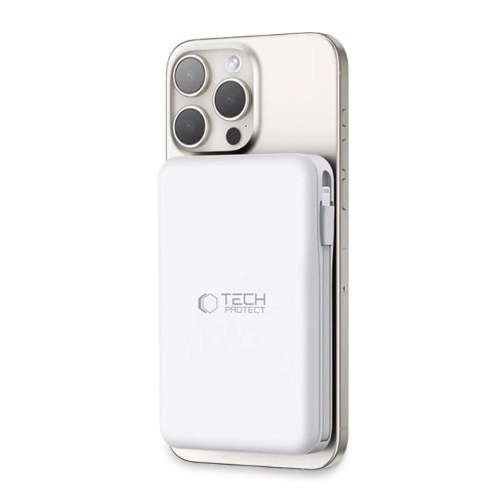 Powerbank“ su MagSafe“ 10000 mAh 15 W USB C / Lightning“ laidais - balta