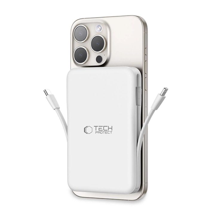 Powerbank“ su MagSafe“ 10000 mAh 15 W USB C / Lightning“ laidais - balta