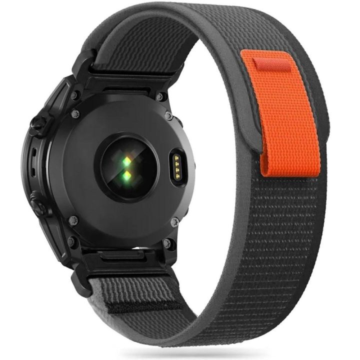 Nailono dirželis Garmin Fenix ​​3 / 5X / 3HR / 5X Plus / 6X / 6X Pro / 7X - juodas ir oranžinis