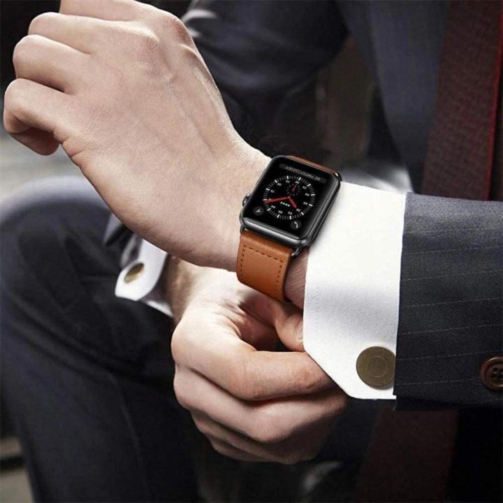 Odinis dirželis Apple Watch 4/5/6/7/8/9/SE/Ultra 1/2 (42/44/45/49 mm) - rudas