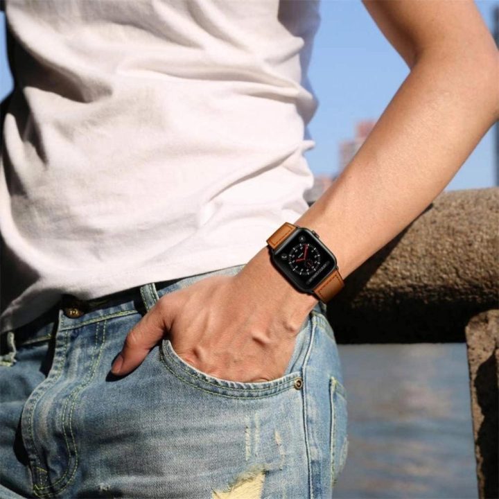 Odinis dirželis Apple Watch 4/5/6/7/8/9/SE/Ultra 1/2 (42/44/45/49 mm) - rudas