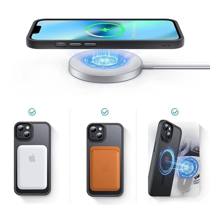 Dėklas iPhone 14 Pro“ – skaidrus ir juodas