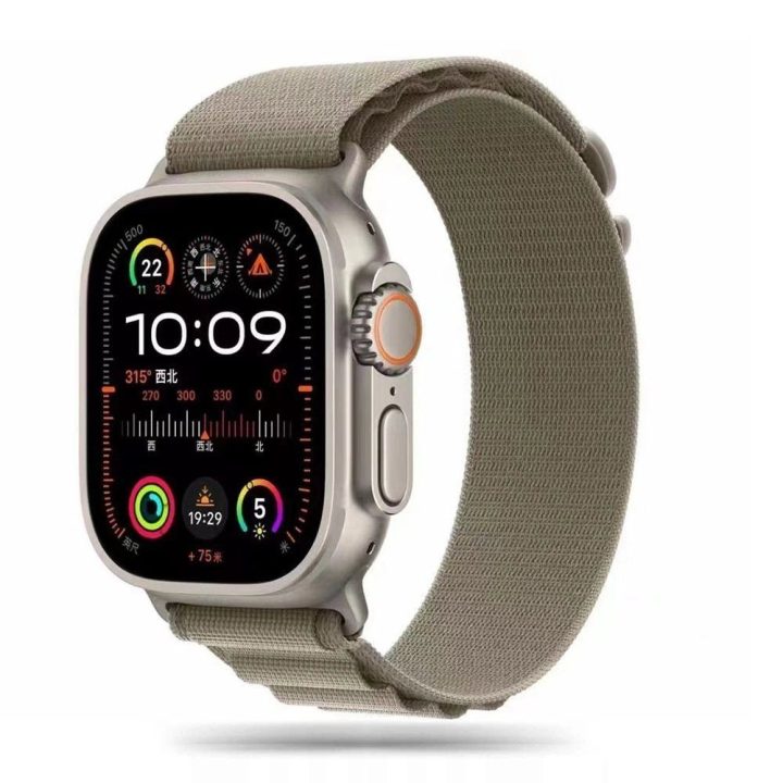 Apple Watch“ dirželis 4 / 5 / 6 / 7 / 8 / 9 / SE / Ultra“ 1 / 2 (42 / 44 / 45 / 49 mm) – titanas alyvuogių spalvos