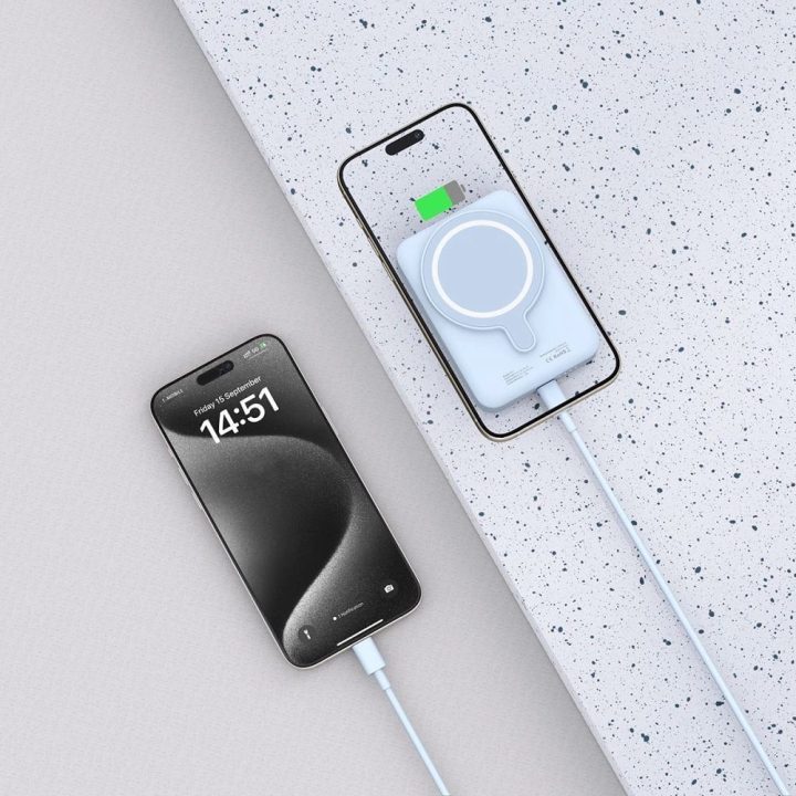Powerbank“ su MagSafe“ 10000mAh 15 W USB C kabelis