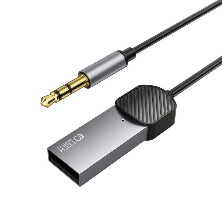 Garso mini jungtis 3,5 mm (vyriška) / Bluetooth“ adapteris – pilkas