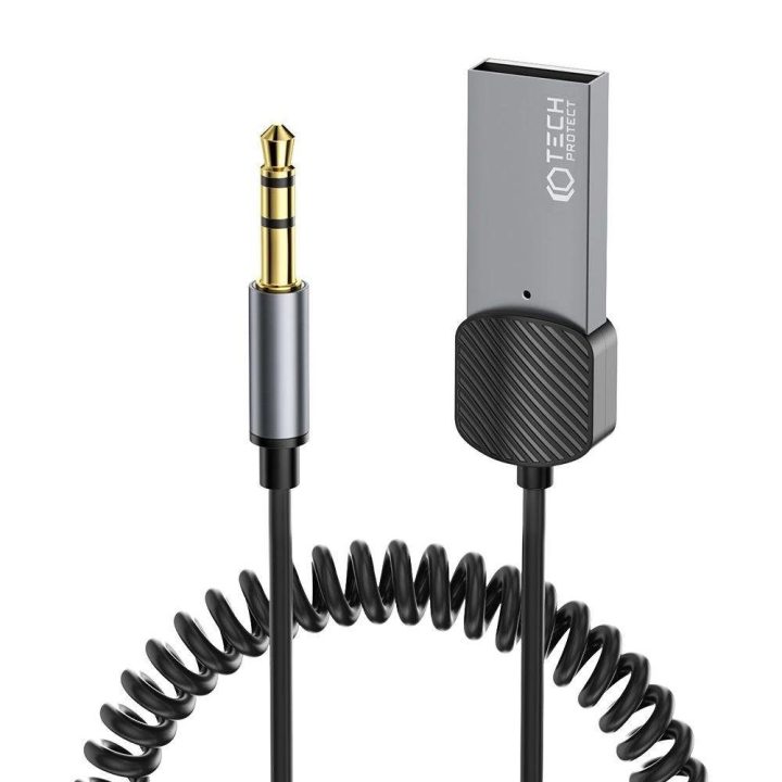 Garso mini jungtis 3,5 mm (vyriška) / Bluetooth“ adapteris – pilkas