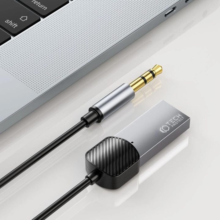 Garso mini jungtis 3,5 mm (vyriška) / Bluetooth“ adapteris – pilkas