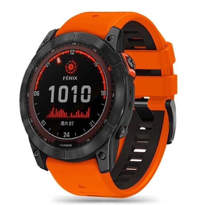 Garmin Fenix 3/5X/3HR/5X Plus/6X/6X Pro/7X dirželis - oranžinis ir juodas