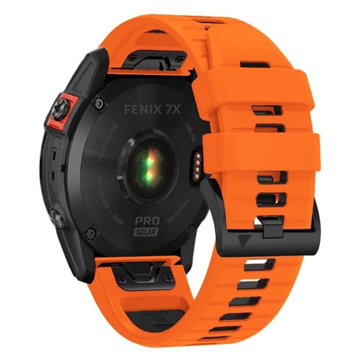 Garmin Fenix 3/5X/3HR/5X Plus/6X/6X Pro/7X dirželis - oranžinis ir juodas