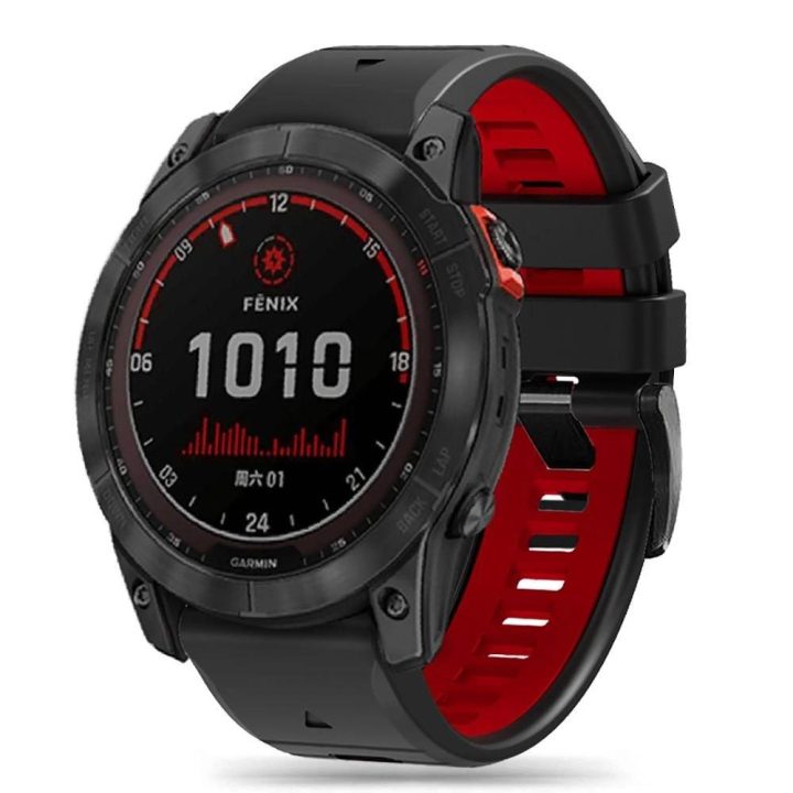Garmin Fenix ​​3 / 5X / 3HR / 5X Plus / 6X / 6X Pro / 7X dirželis - juodas ir raudonas