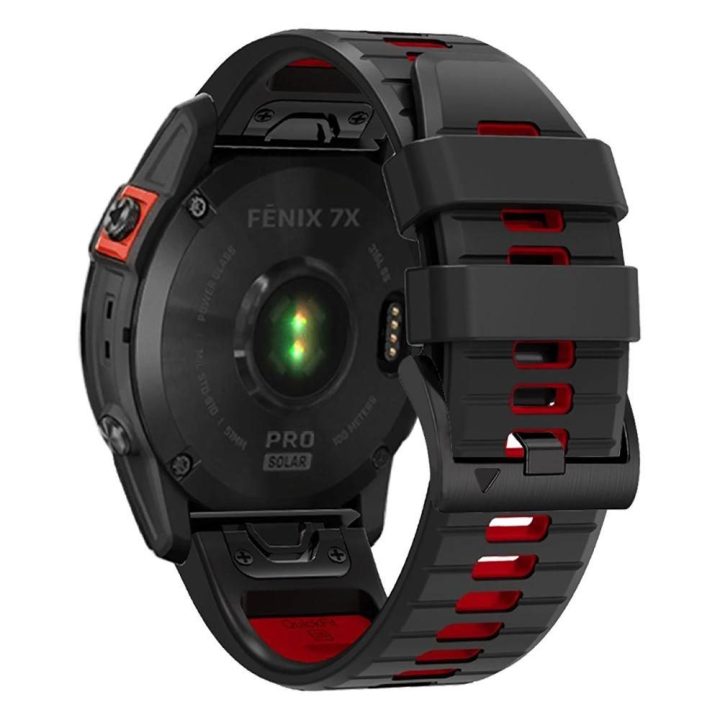 Garmin Fenix ​​3 / 5X / 3HR / 5X Plus / 6X / 6X Pro / 7X dirželis - juodas ir raudonas
