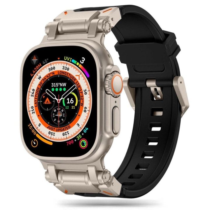 apyrankė skirta Apple Watch 4 / 5 / 6 / 7 / 8 / 9 / SE / Ultra 1 / 2“ (42/44/45/49 mm) - juoda ir titano