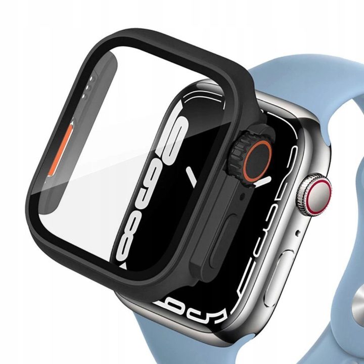 Dėklas Apple Watch 4 / 5 / 6 / SE (44mm) - juodas ir oranžinis