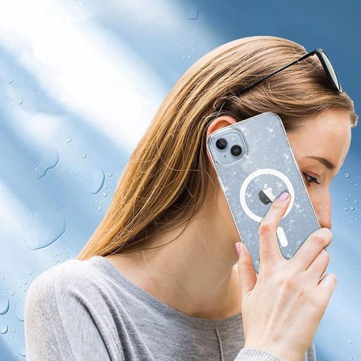 iPhone 13/14“ dėklas – skaidrus ir blizgus