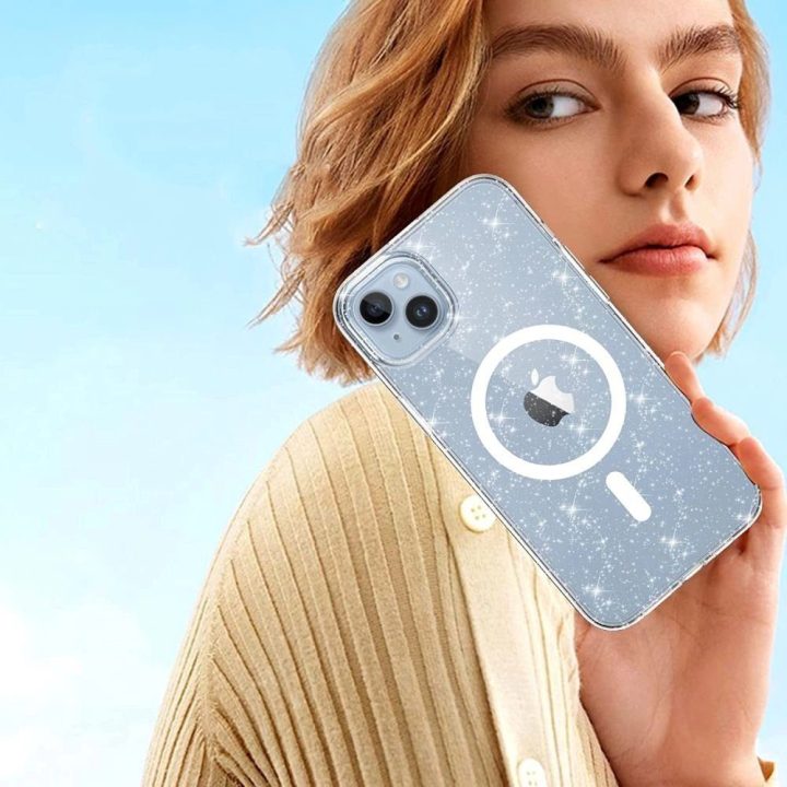 iPhone 13/14“ dėklas – skaidrus ir blizgus