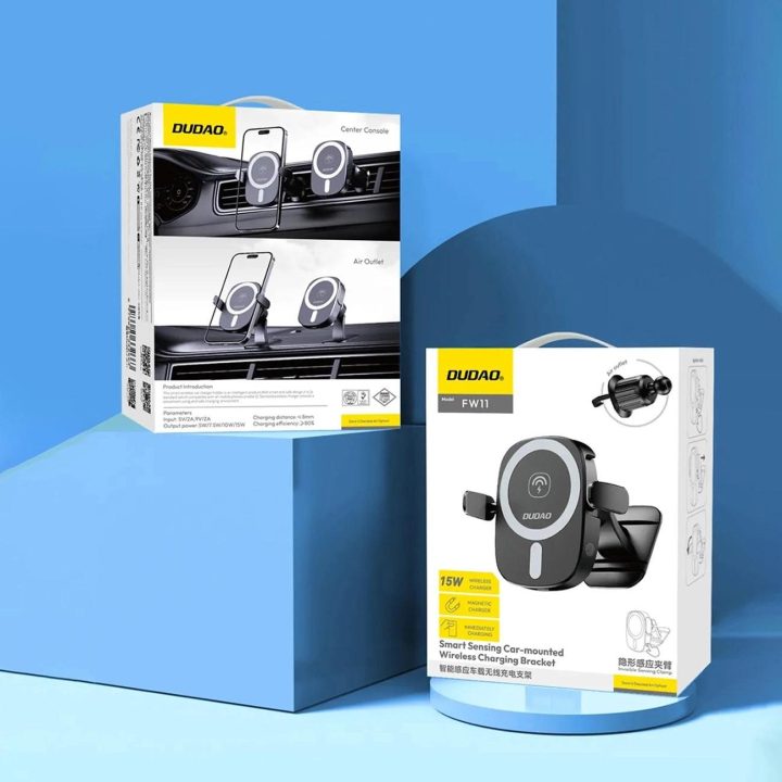 automobilio telefono laikiklis su 15W indukciniu įkrovikliu ventiliacijos angai / salonei - juodos spalvos