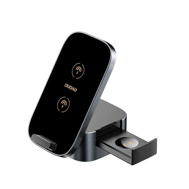 indukcinis įkroviklis 15 W 3in1 skirtas telefonui / išmaniajam laikrodžiui / ausinėms - juodas