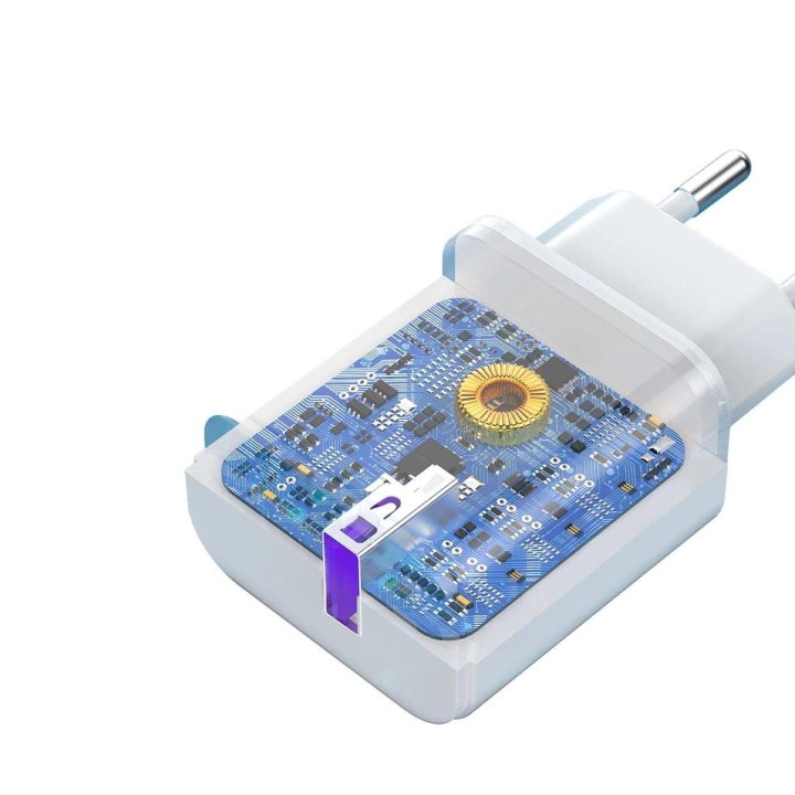 tinklo įkroviklis su USB-A jungtimi 18 W, baltos spalvos