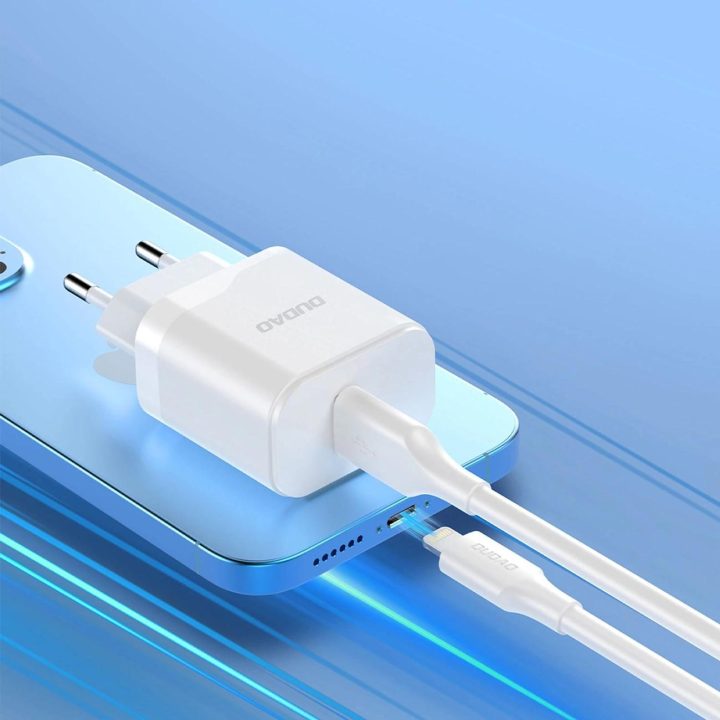 tinklo įkroviklis su USB-A jungtimi 18 W, baltos spalvos