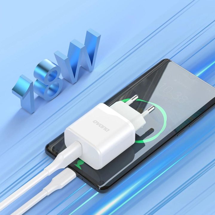 tinklo įkroviklis su USB-A jungtimi 18 W, baltos spalvos