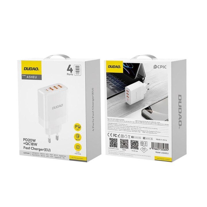 tinklo įkroviklis 3x USB C PD20W - baltas