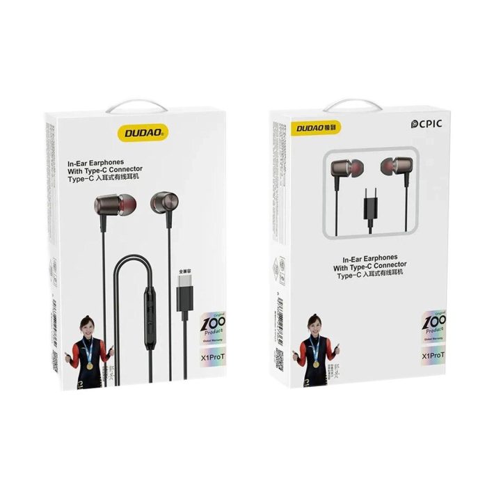 USB-C į ausis įstatomos ausinės 1,2 m – juodos