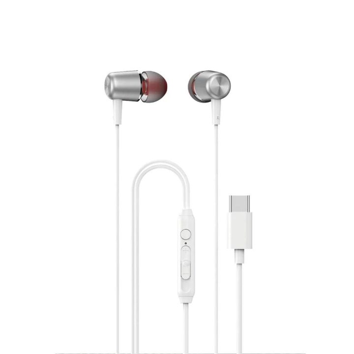 į ausį kišamos laidinės USB-C ausinės 1,2 m - baltos