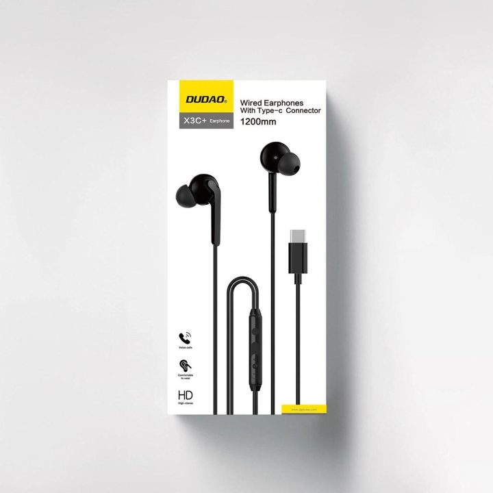 USB-C ausinių tipo į ausis skverbtukai 1,2 m – juodi