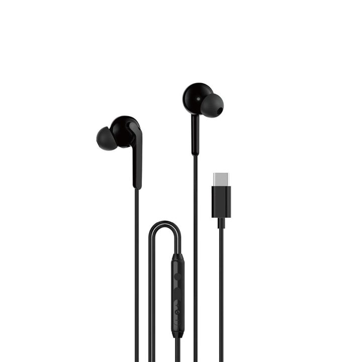 USB-C ausinių tipo į ausis skverbtukai 1,2 m – juodi