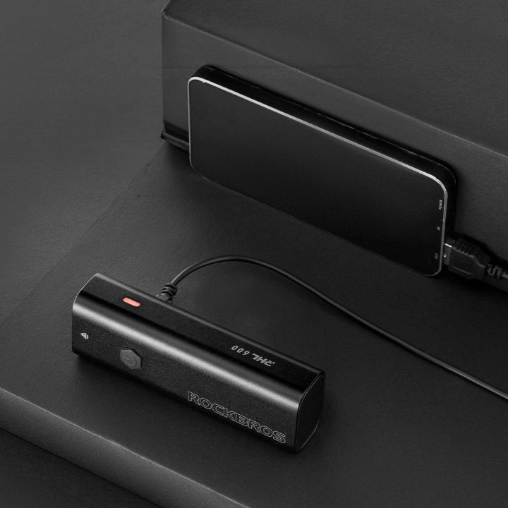 priekinis žibintas dviračiui 600 lm 2600 mAh IPX6 – juodas