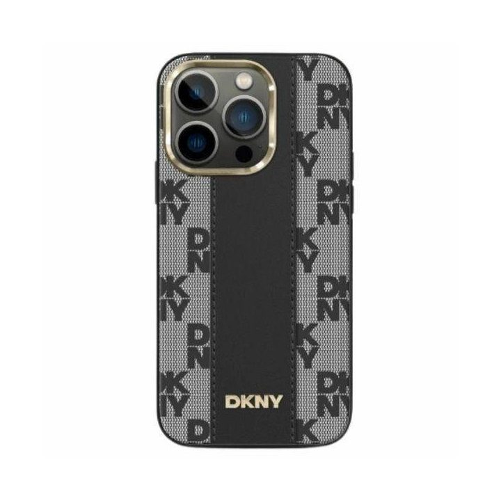DKNY odinis dryžuotas Mono“ rašto MagSafe“ dėklas iPhone 14/15/13“ – juodas