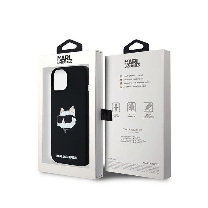 Karl Lagerfeld Silicone Choupette Head MagSafe dėklas iPhone 15 Plus“ / 14 Plus“ – juodas