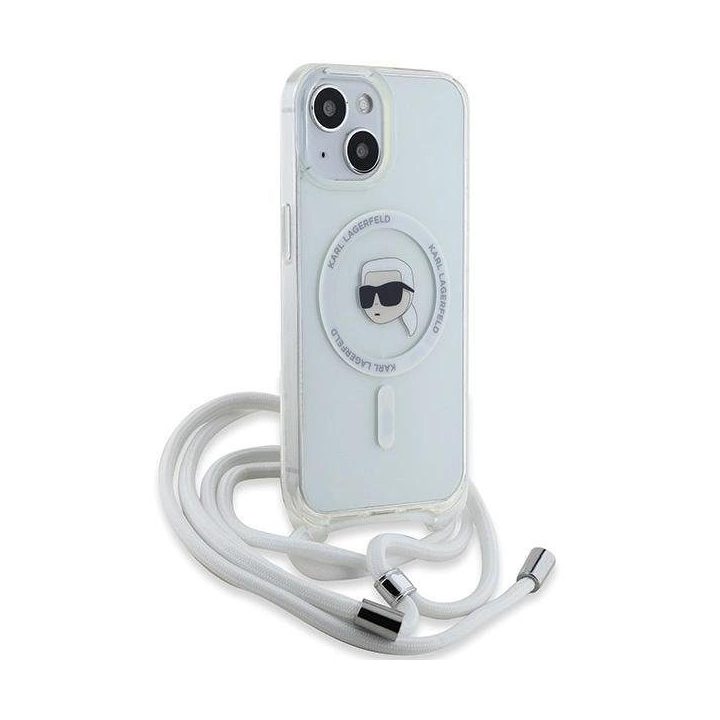 Karl Lagerfeld Crossbody IML Karl Head MagSafe dėklas iPhone 15 / 14 / 13 telefonams - skaidrus