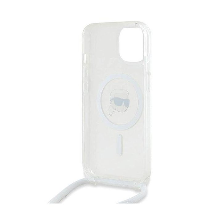 Karl Lagerfeld Crossbody IML Karl Head MagSafe dėklas iPhone 15 / 14 / 13 telefonams - skaidrus