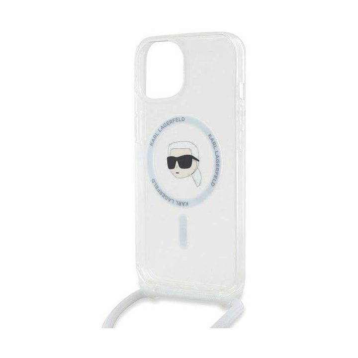 Karl Lagerfeld Crossbody IML Karl Head MagSafe dėklas iPhone 15 / 14 / 13 telefonams - skaidrus