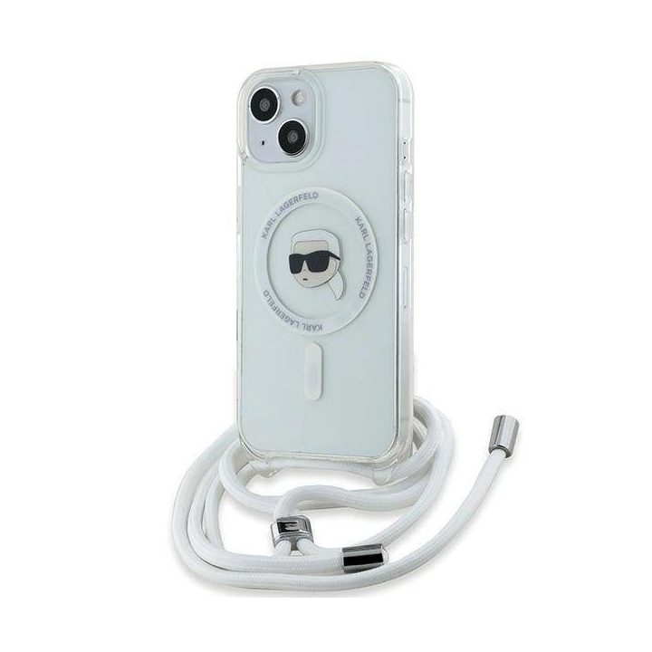 Karl Lagerfeld Crossbody IML Karl Head MagSafe dėklas iPhone 15 / 14 / 13 telefonams - skaidrus