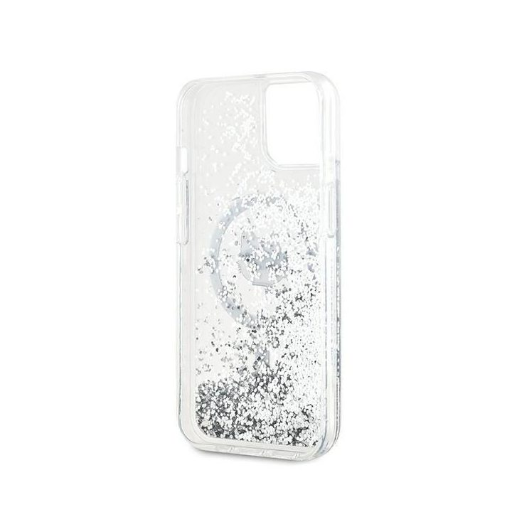 Karl Lagerfeld Liquid Glitter Choupette galva MagSafe dėklas skirtas iPhone 15/14/13“ – skaidrus