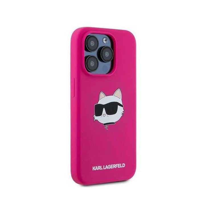 Karl Lagerfeld Silicone Choupette Head MagSafe dėklas iPhone 15 Pro Max telefonui – rožinis