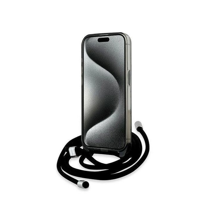 Karl Lagerfeld IML Crossbody Monogram Karl & Choupette dėklas su MagSafe, skirtas iPhone 15 Pro - juodas