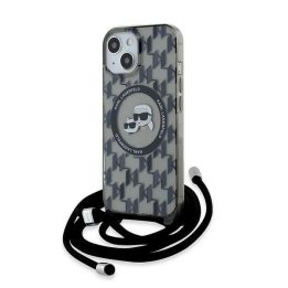 Karl Lagerfeld IML Crossbody Monogram Karlas ir Choupette Head MagSafe dėklas iPhone 15 / 14 / 13 - juodas