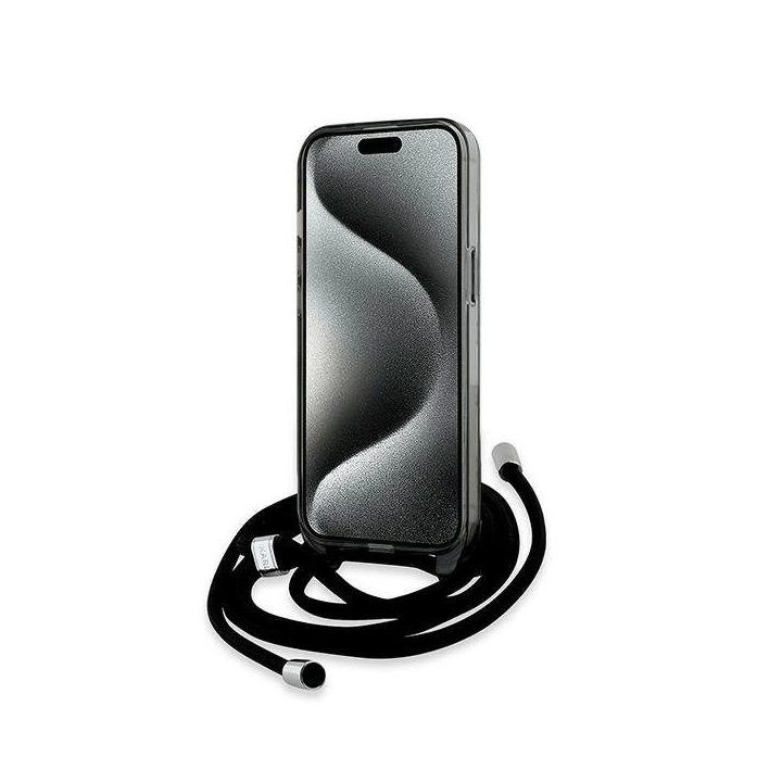Karl Lagerfeld IML Crossbody Monogram Karlas ir Choupette Head MagSafe dėklas iPhone 15 / 14 / 13 - juodas