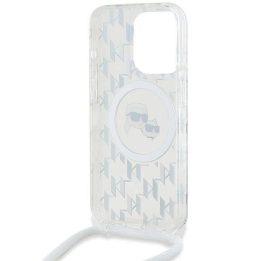 **Karl Lagerfeld IML Crossbody Monogram Karl & Choupette Head MagSafe dėklas iPhone 15 Pro Max - Permatomas**