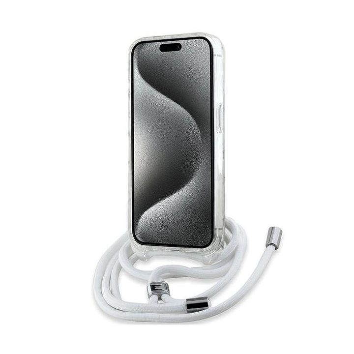 **Karl Lagerfeld IML Crossbody Monogram Karl & Choupette Head MagSafe dėklas iPhone 15 Pro Max - Permatomas**