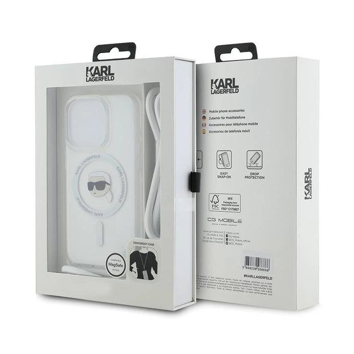 Karl Lagerfeld Crossbody IML Karl Head MagSafe dėklas iPhone 15 Pro Max - permatomas