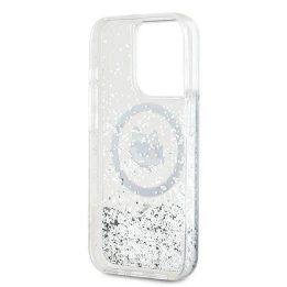 Karl Lagerfeld Liquid Glitter Choupette Head MagSafe dėklas iPhone 14 Pro telefonui – skaidrus