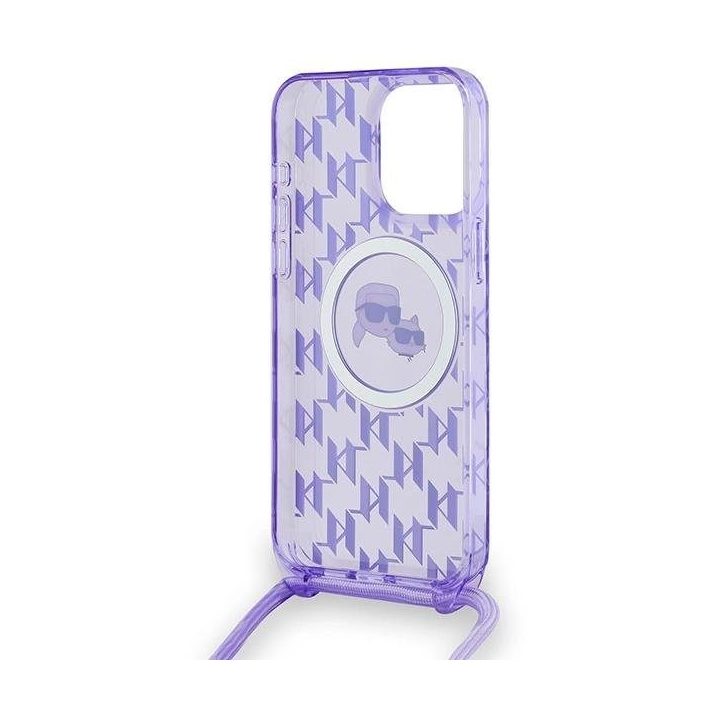 Karl Lagerfeld IML Crossbody Monogram Karl & Choupette Head MagSafe dėklas iPhone 15 Pro Max“ – violetinė