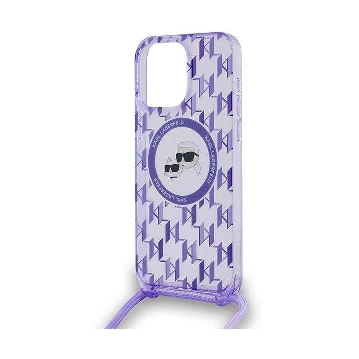 Karl Lagerfeld IML Crossbody Monogram Karl & Choupette Head MagSafe dėklas iPhone 15 Pro Max“ – violetinė