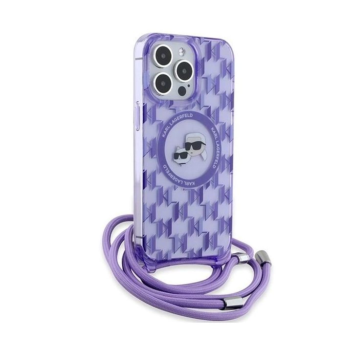 Karl Lagerfeld IML Crossbody Monogram Karl & Choupette Head MagSafe dėklas iPhone 15 Pro Max“ – violetinė